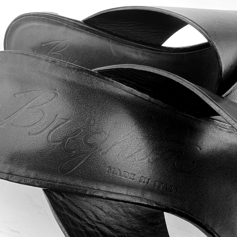 Brighton Tiegs Vacchetta Heeled Sandals Black Leather Silver Hardware Sz 8 Italy - Picture 5 of 9